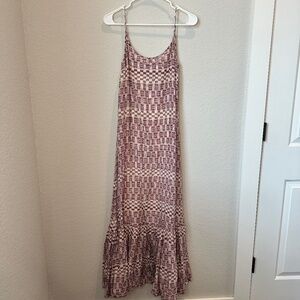 NWOT Anthropologie Twenty8Twelve Purple White Silk/Cotton Tiered Maxi Dress 4